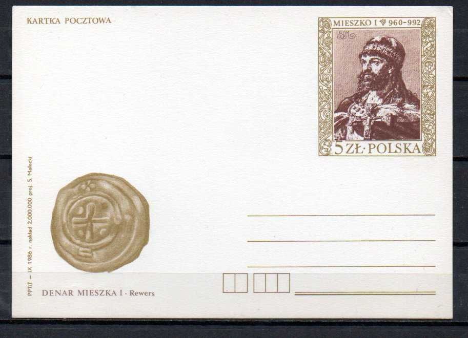 Znaczki Polska Poczet królów i książąt Mieszko I - karta pocztowa