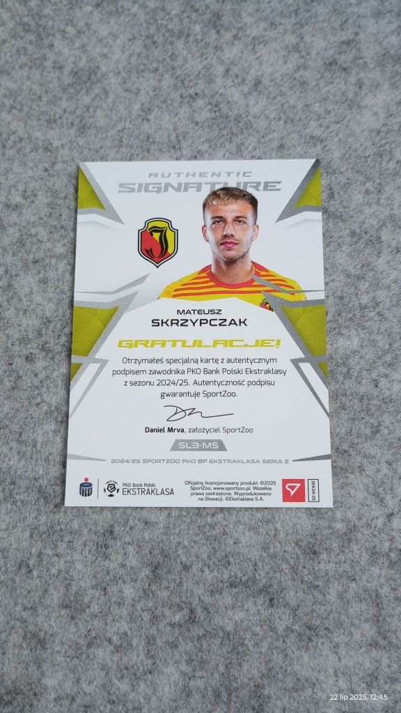 Karta ekstraklasa autograf 67/89