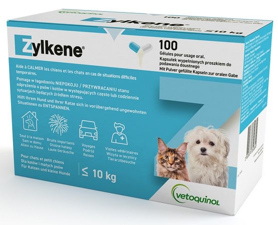 Tabletki na stres i niepokój dla kotów psów do 10kg Zylkene 75mg 10kap