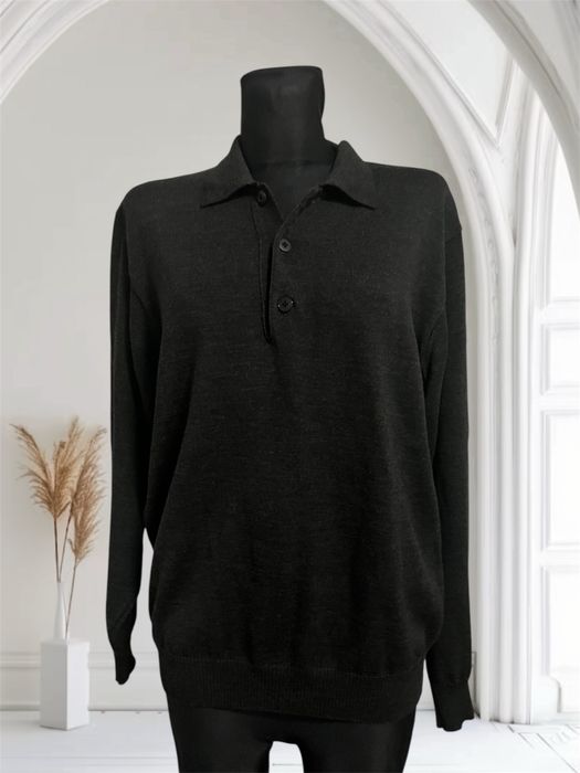 Męski sweter März z wełny – grafitowy, z kołnierzykiem, elegancki L/XL