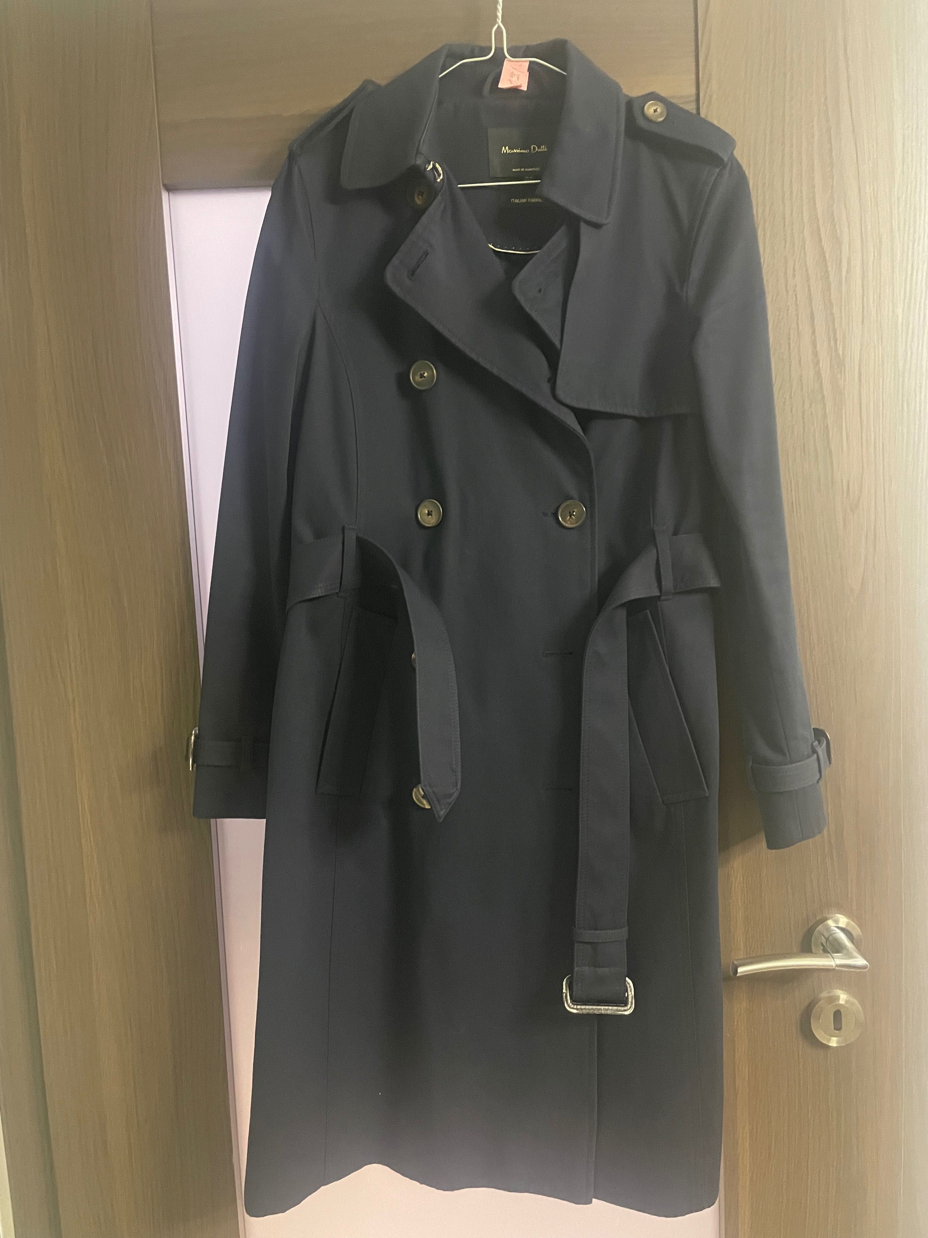 Massimo Dutti Płaszcz TRENCZ granatowy  XS