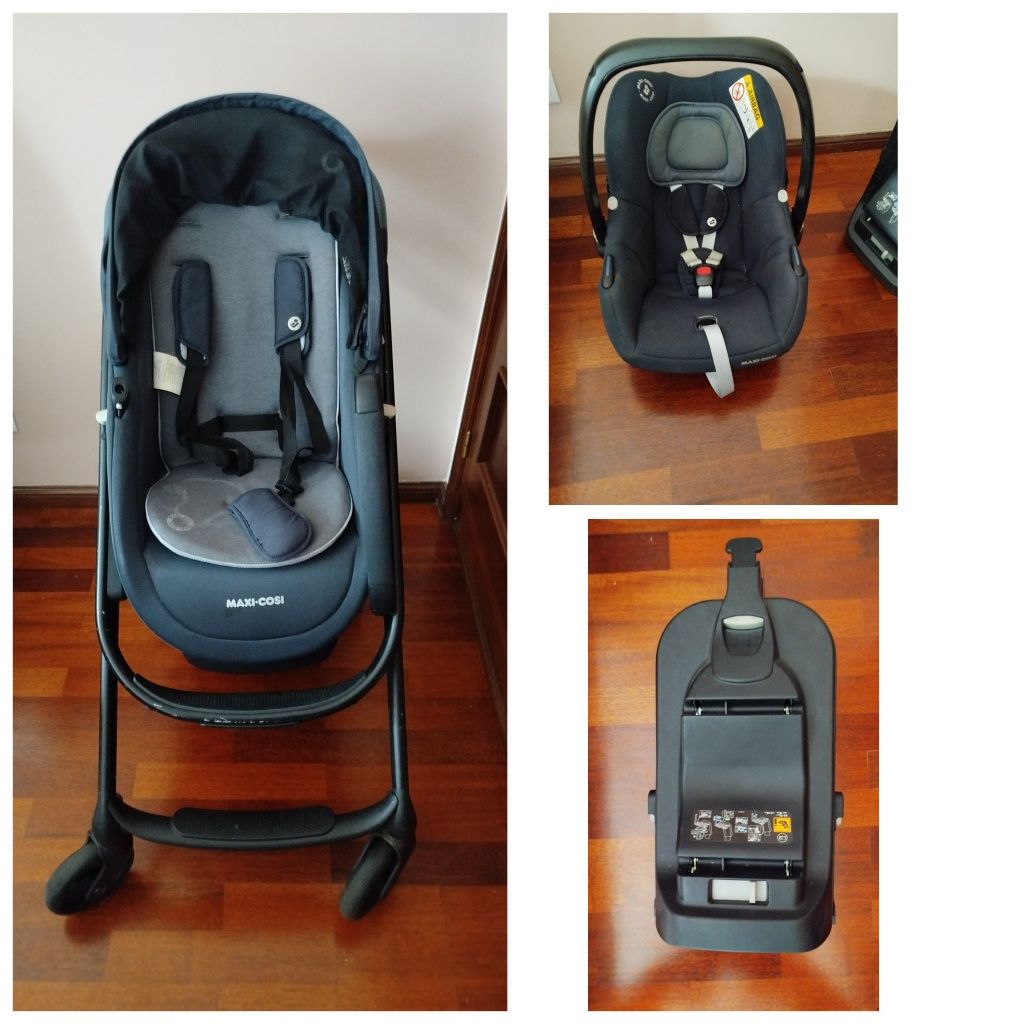 Conjunto maxi cosi (carrinho+cadeira+isofix) +berço +colchão +armário