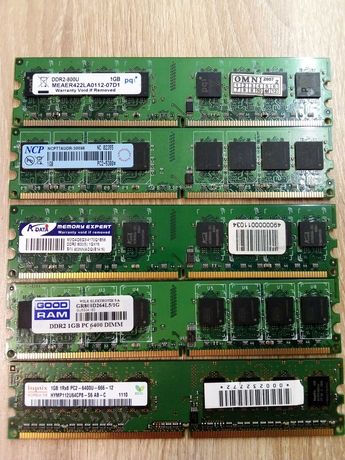 Планки оперативной памяти DDR-2  800 и 667 PC6400 и PC5300 по 1 Gb Гб