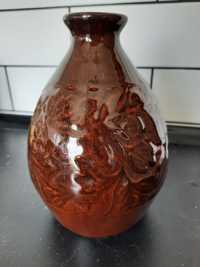 Prl wazon wazonik brązowy porcelit tłoczony wzór