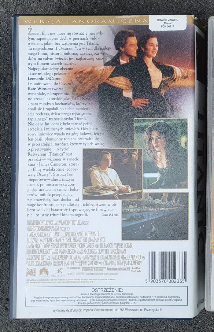 Kaseta VHS Titanic - wersja angielska z polskimi napisami