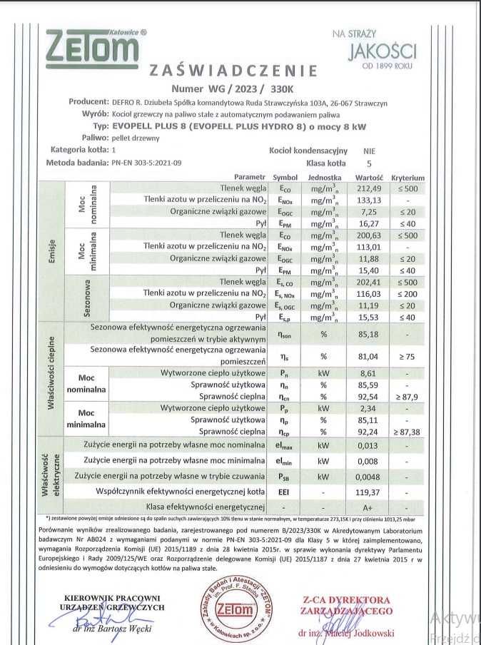 Kocioł Evopell PLUS 8 kW DEFRO - pellet mała kotłownia