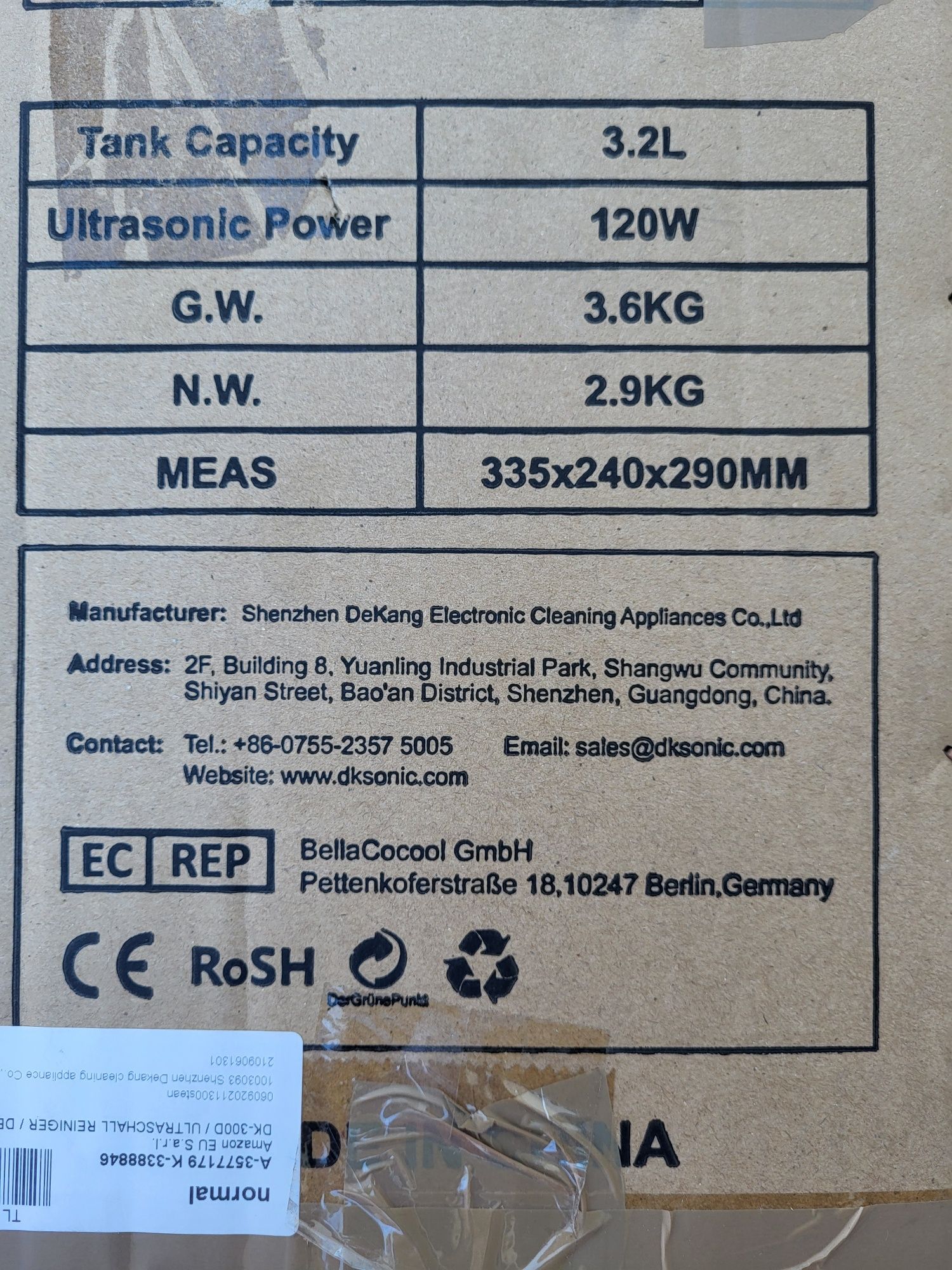 DK SONIC Myjka ultradzwiękowa 3.2 l 120  W