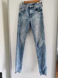 Jasne długie spodnie jeansy dżinsy S 36 H&M 28/34 Divided z wysokim st
