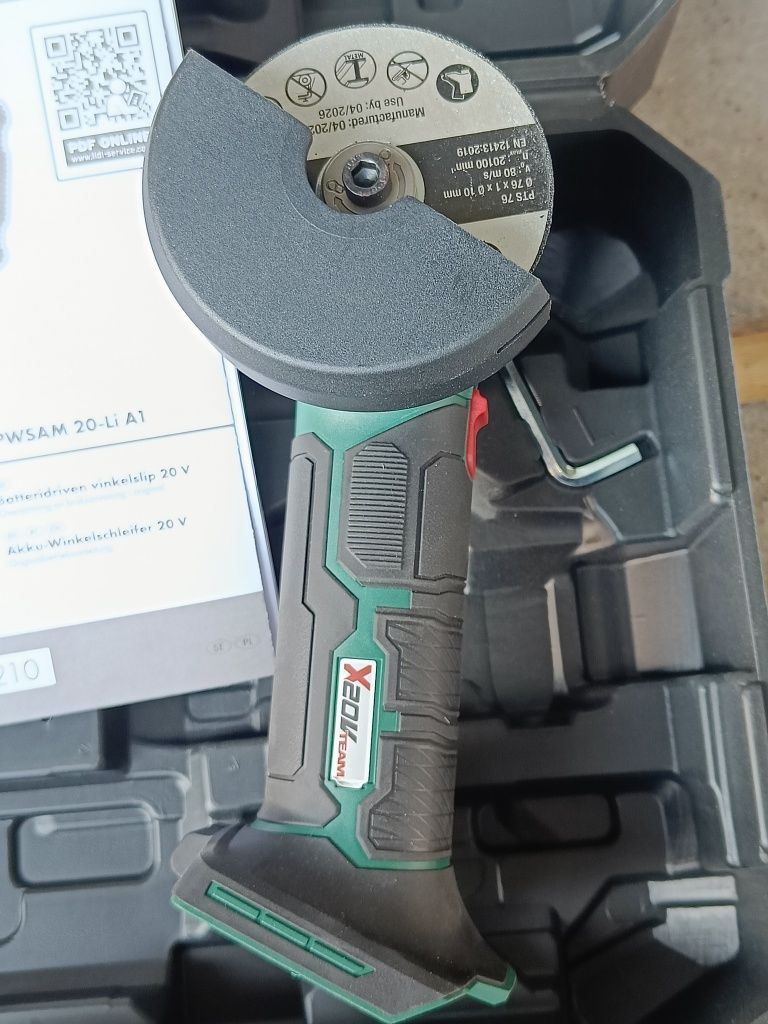 NOWA! Szlifierka kątowa akumulatorowa Parkside PWSAM 20-Li A1 20V