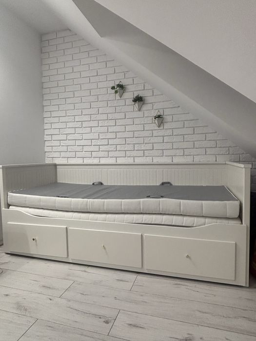 IKEA HEMNES Łóżko rozkładane z 3 szufladami BIAŁE