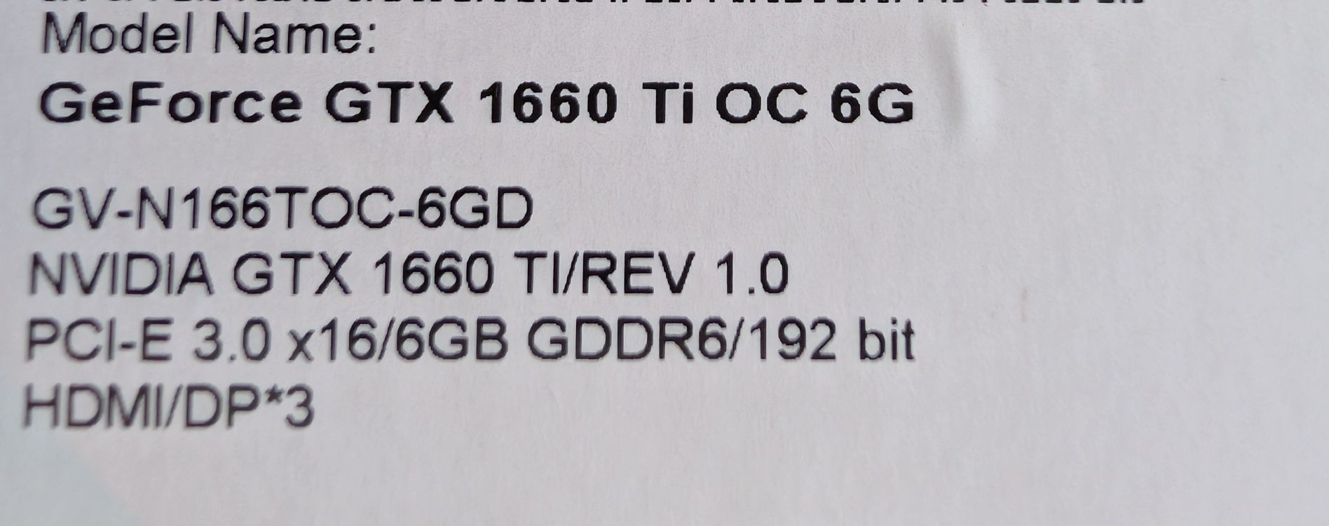 Karta Graficzna GIGABYTE GEFORCE GTX 1660 Ti OC