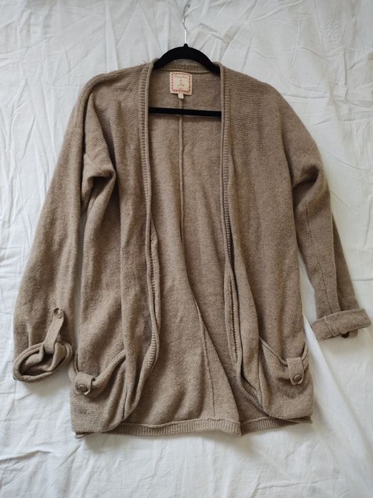 Wełniany Jasno brązowy Kardigan rozm. 42