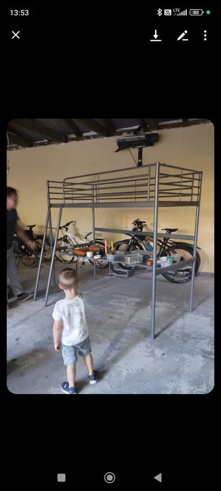 Łóżko IKEA svarta z biurkiem szare bez materaca