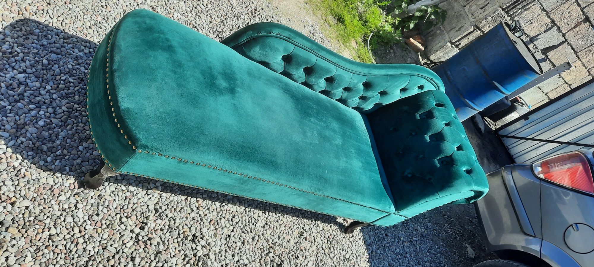 Szezlong Chesterfield leżanka zielona stan idealny likwidacja firmy