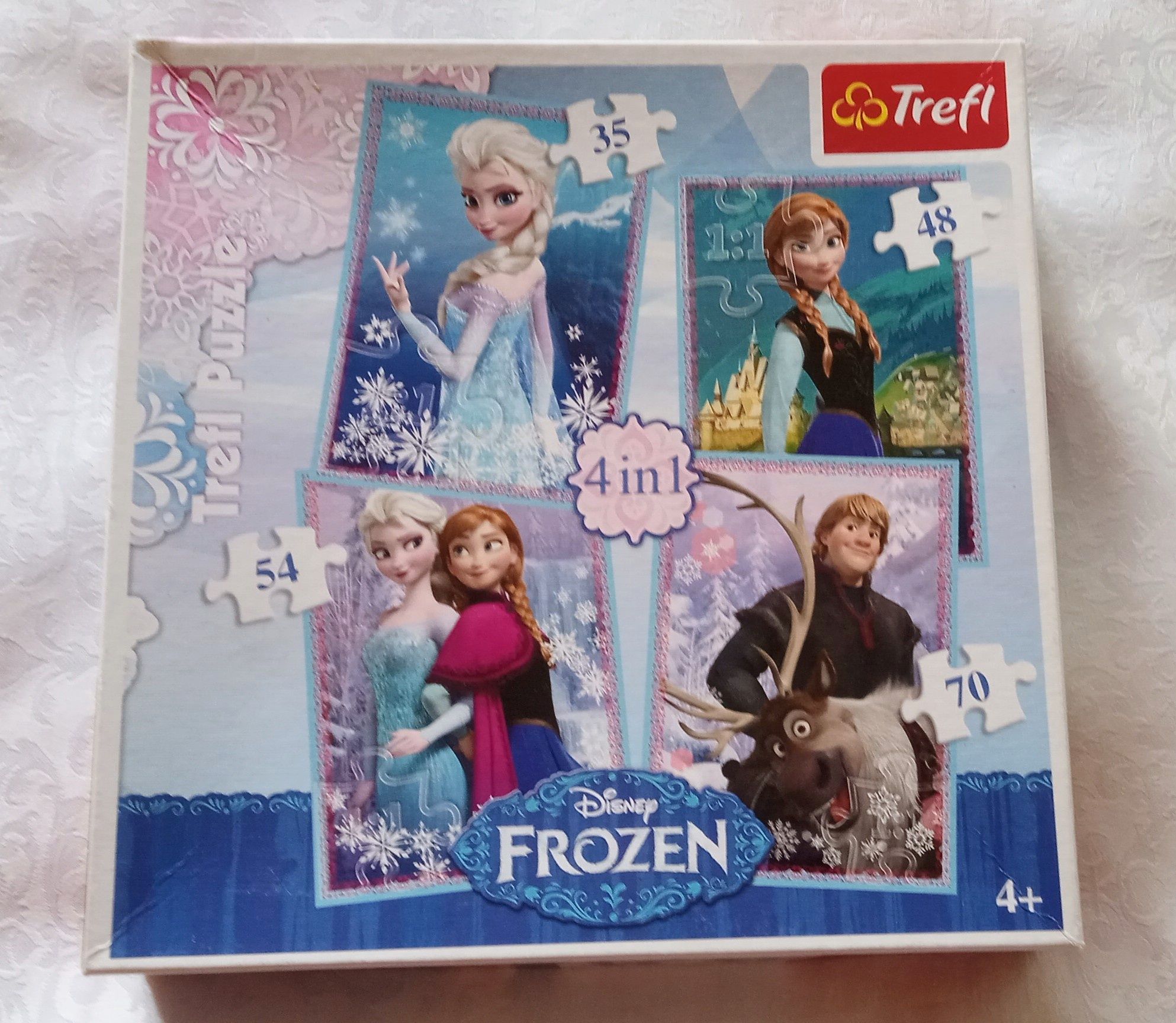 puzzle, kraina lodu, frozen, 4w1, 4+, układanka, trefl, Anna, Elsa