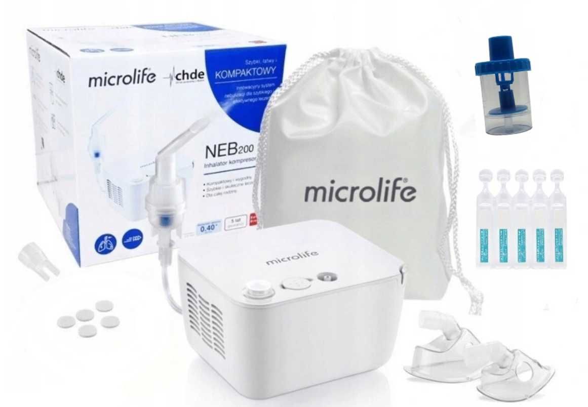GWARANCJA FAKTURA! Inhalator Nebulizator + Sól Fizjologiczna Microlife