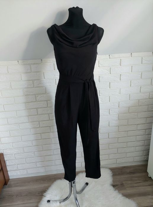 Czarny długi kombinezon okazjonalny wieczorowy imprezowy koktajlowy