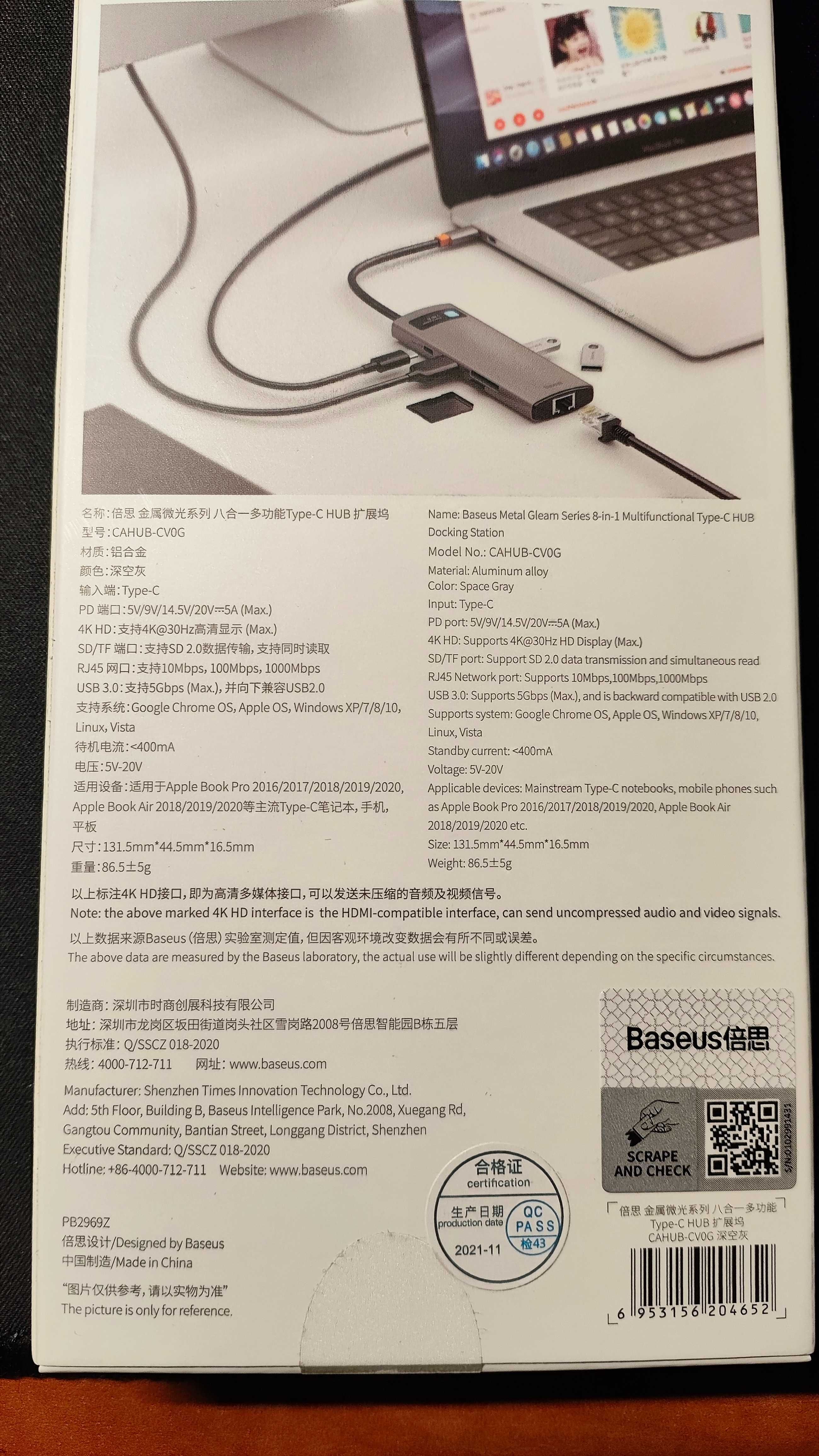 BASEUS 8w1 stacja dokująca USB C