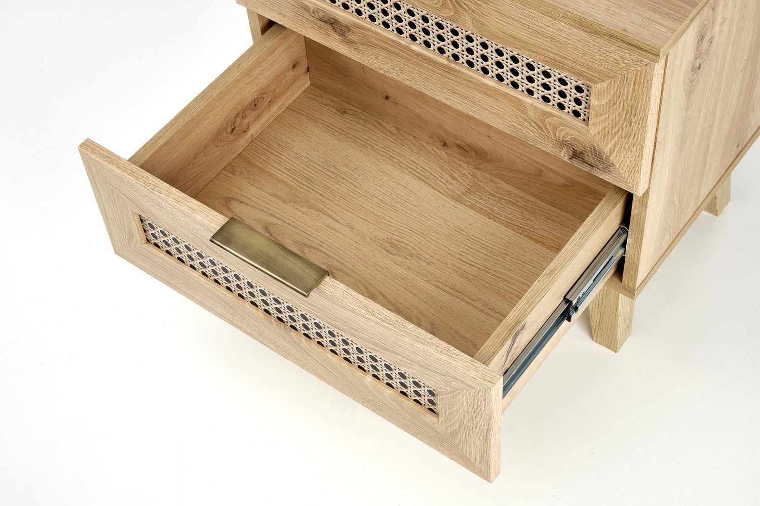 Szafka nocna BORNEO SN-1 plecionka wiedeńska, dąb artisan/czarny