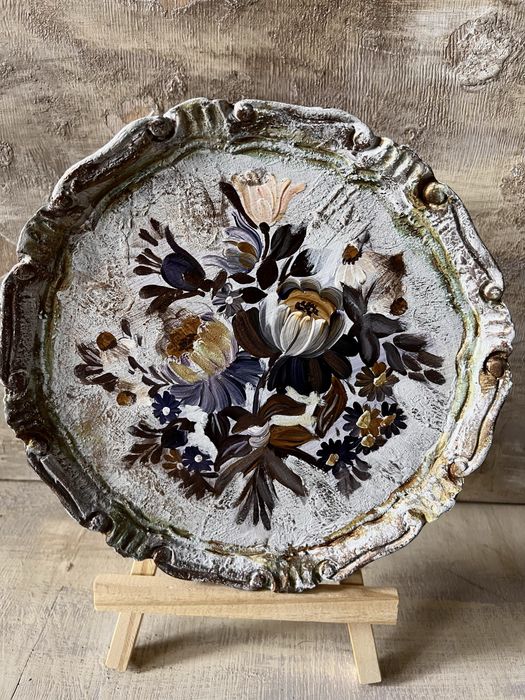 Recznie malowana drewniana talerz taca