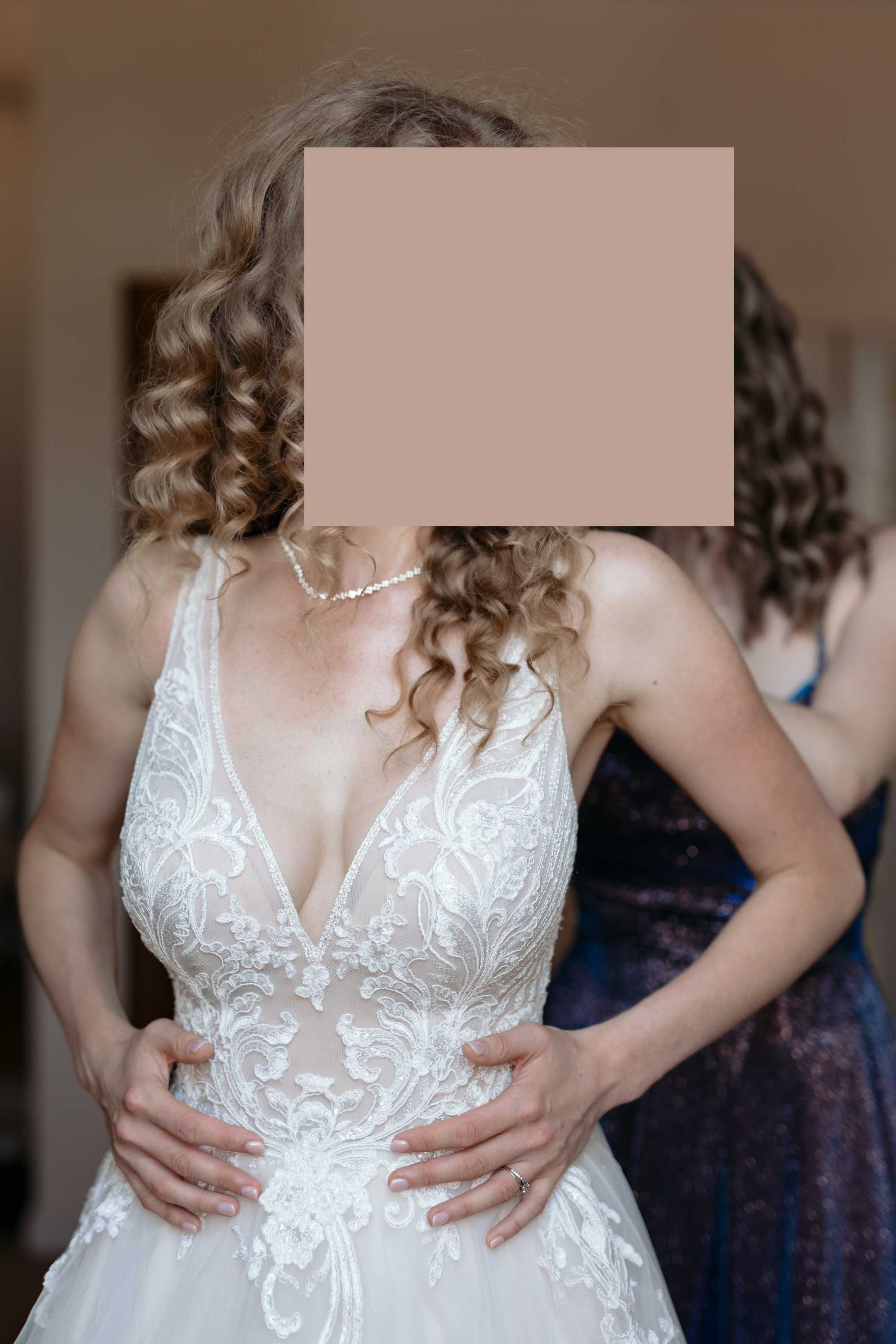 Suknia ślubna, kolor ivory, brokat, tiul, wesele, ślub
