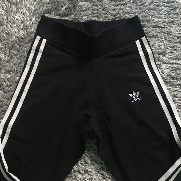 Czarne Legginsy Adidas z 3 paskami i z wysokim stanem High Waist XS/34