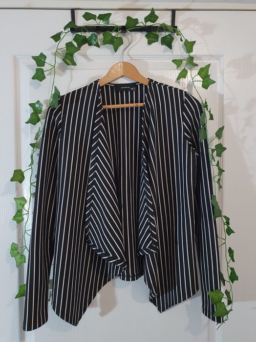 Kardigan elegancki czarny biały w paski reserved XS 34