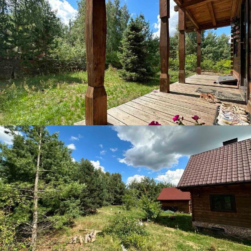 Dom z bali,całoroczny,ocieplony od wew.garaż,2164 m² działka prostokąt