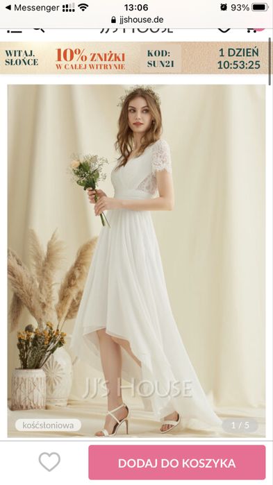 Suknia ślubna JJ's House Cessy trapezowa asymetryczna kość słoniowa 38