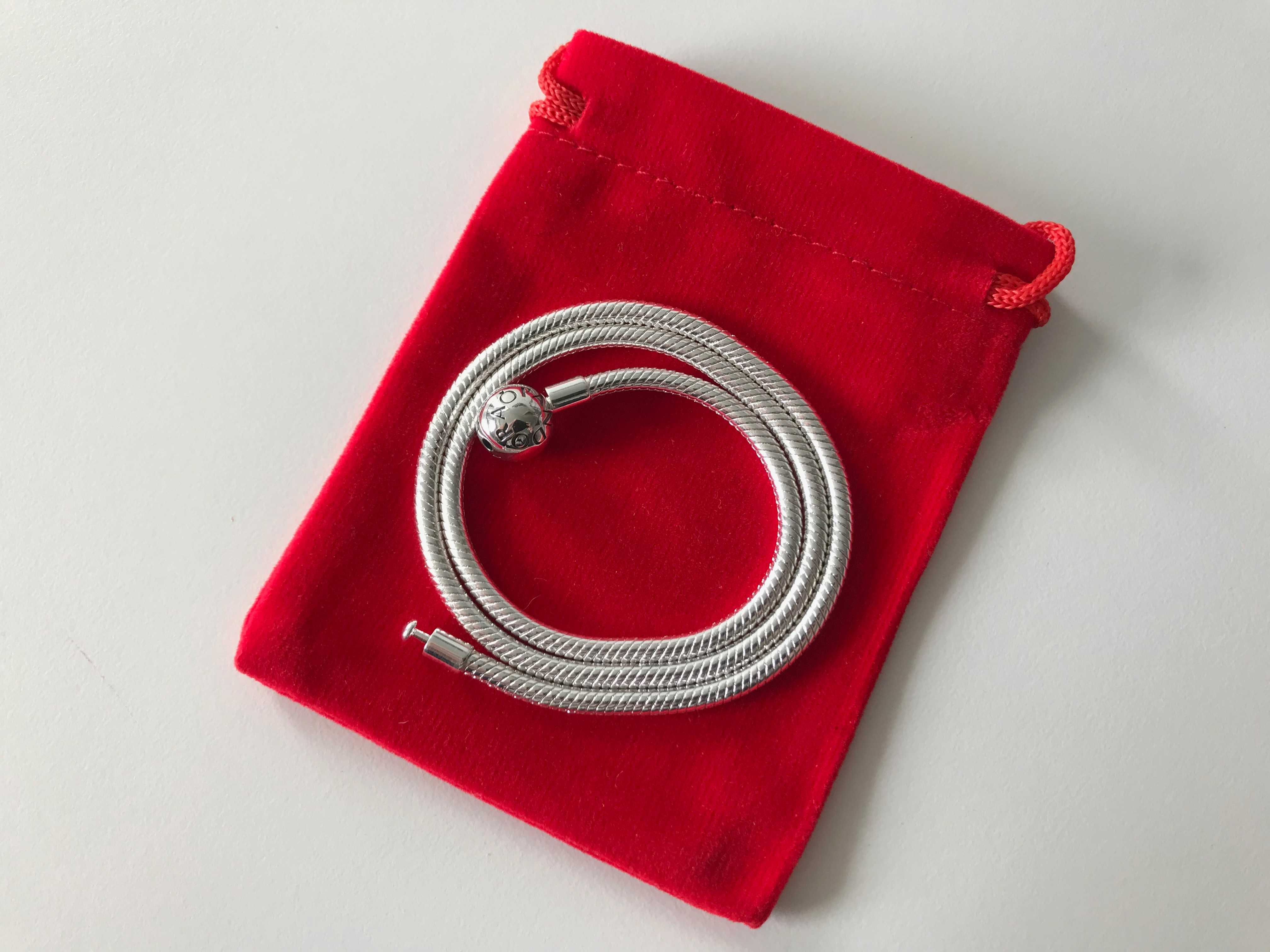 Colar Tradicional Malha Snake Pandora em Prata de Lei S925 Nova