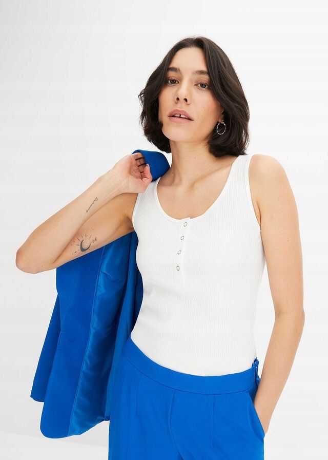 B.P.C top w prążek śmietankowy r.40/42