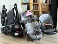 Wózek 3w1 - Cybex Leotie Lux, Fotelik Aton 5 z bazą IsoFix do auta