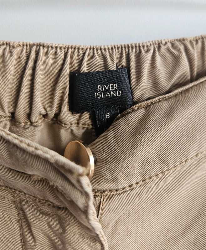 River Island spodnie lyocell beżowe utility r 36  casual