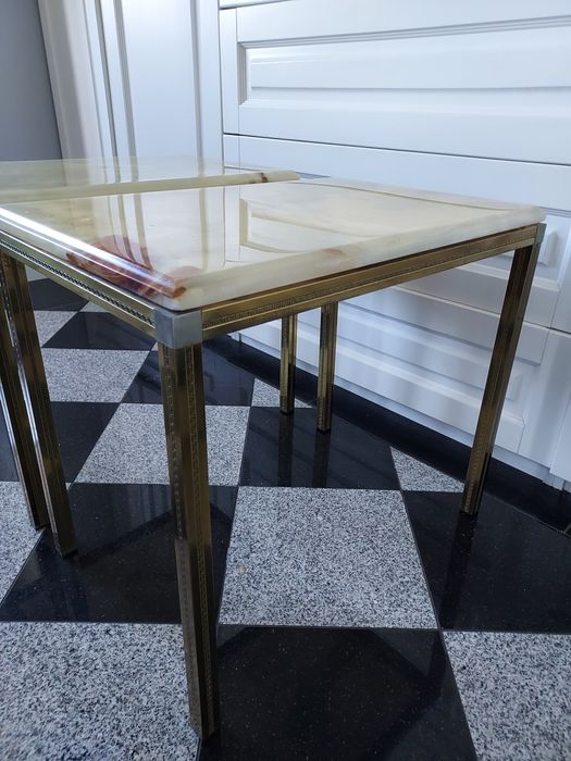 Dwa stoliki stolik pomocnik kawowy onyks granit kamień 60 cm x 40 cm
