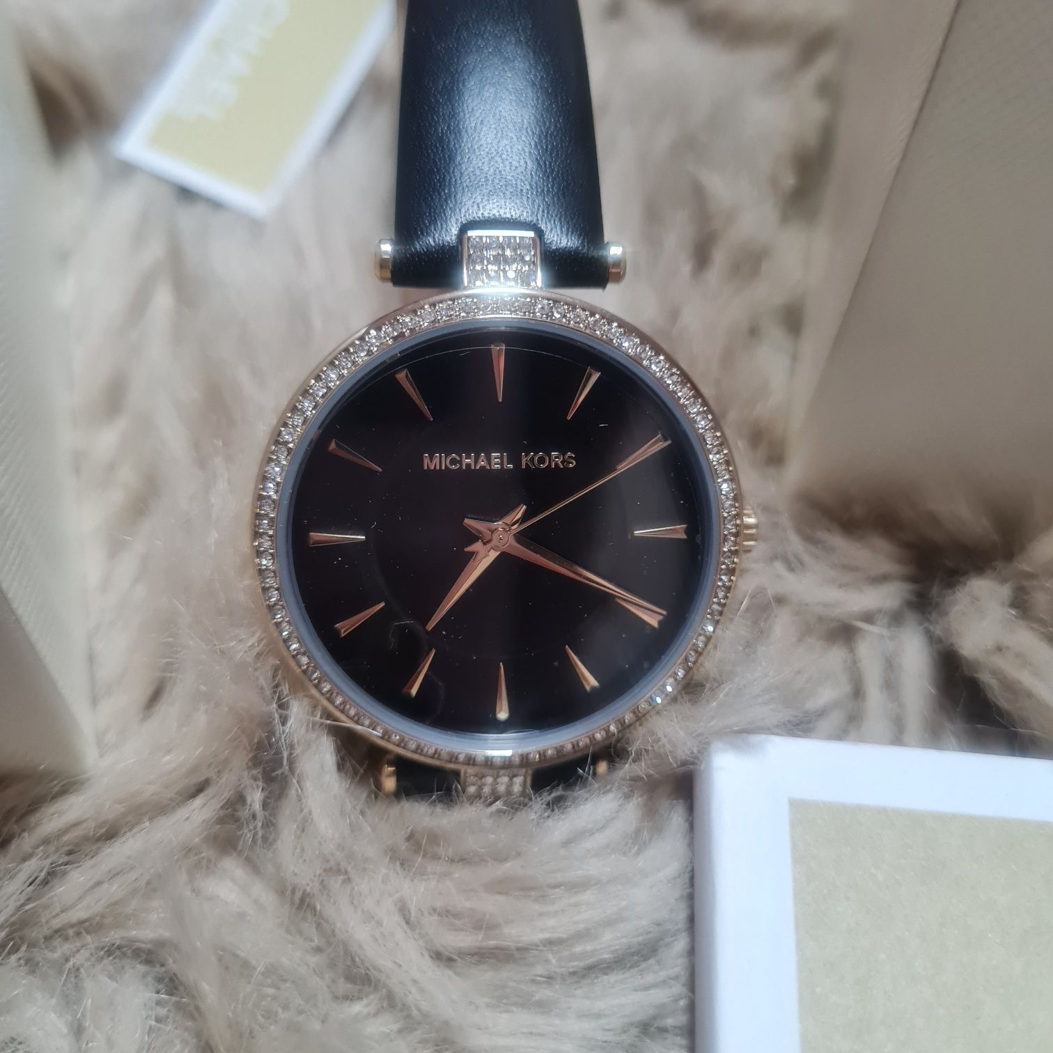 Michael Kors zegarek damski watch MFO anabeth czarny złoty cyrkonie z