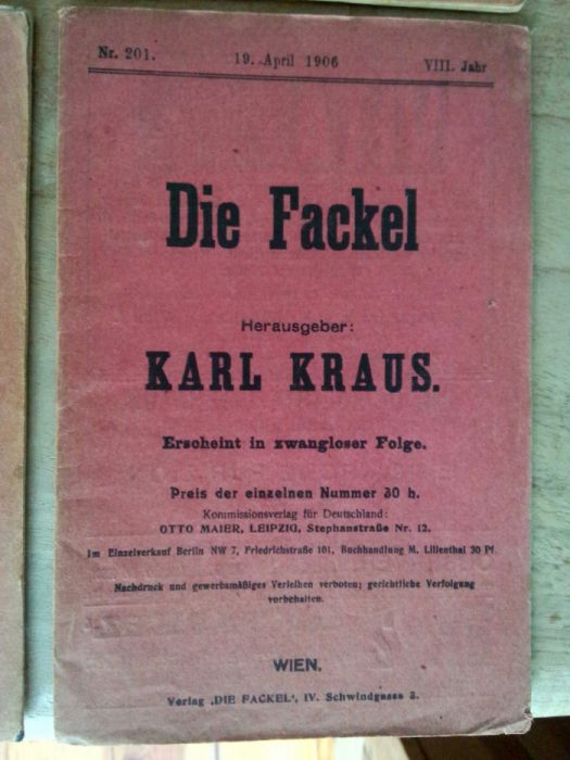16 cadernos “Die Fackel” originais, Karl Kraus