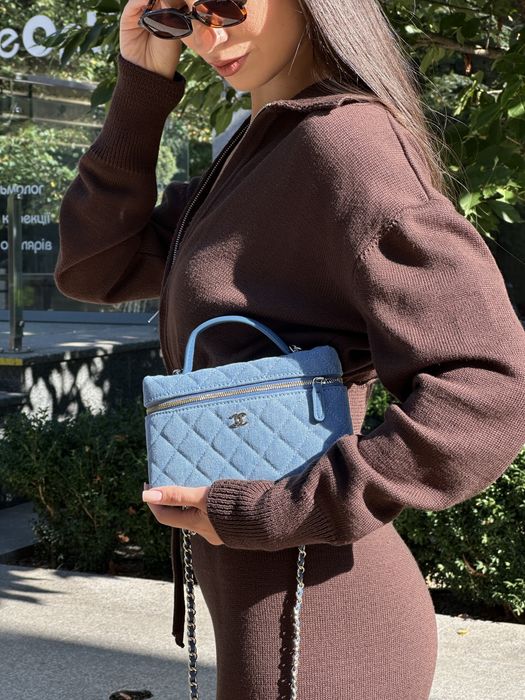 Сумка Chanel CC Top Handle Long Vanity Denim/Gold