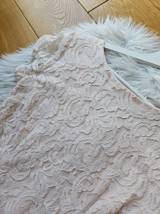 Elegancka koronkowa sukienka wesele komunia L