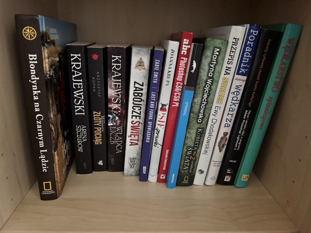 Zestaw książek , świst krajewski, wędkarstwo,  mróz i inne