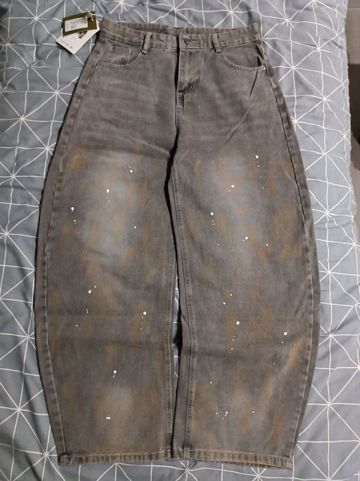 джинсы бегги баллоны серые