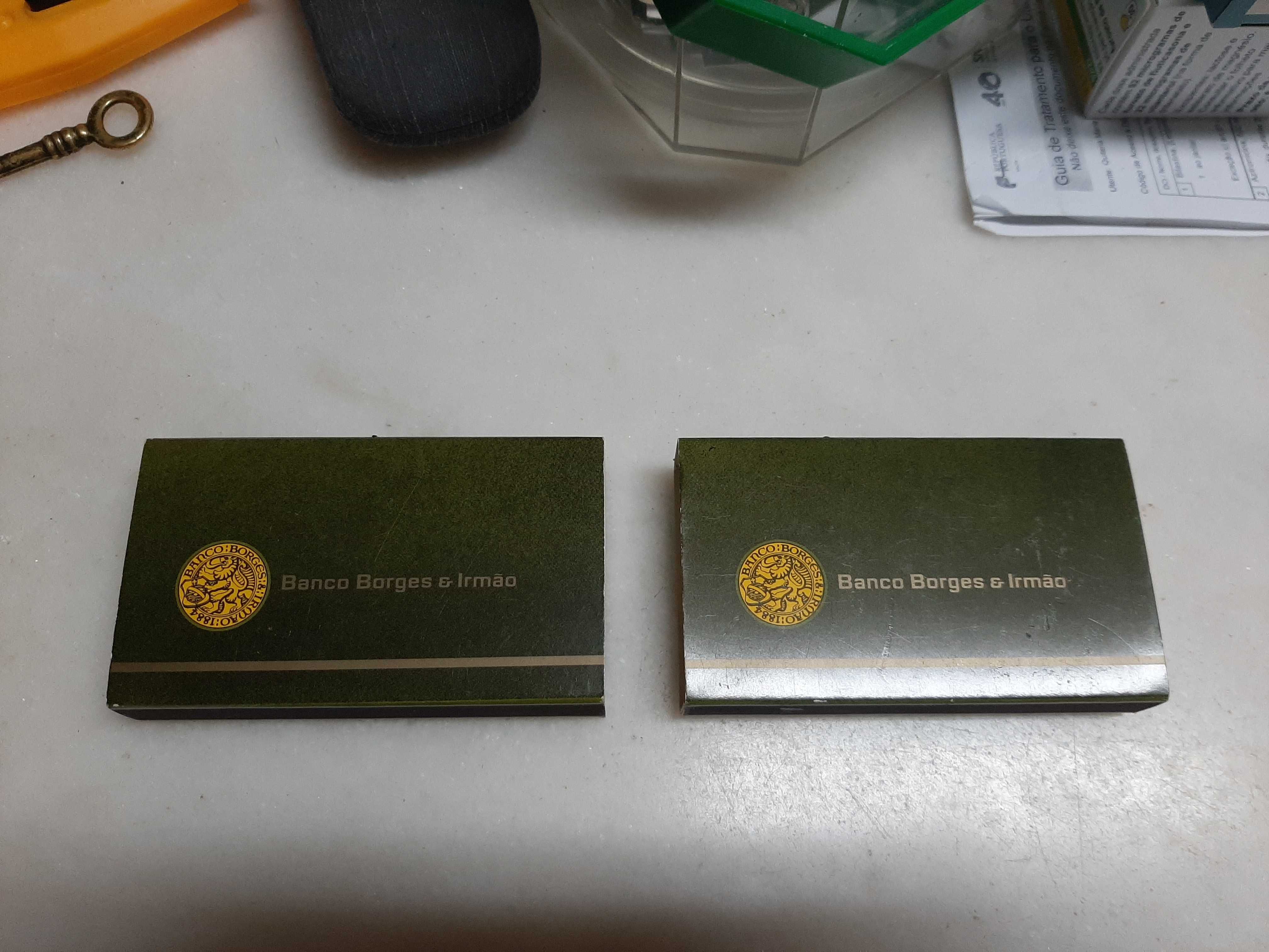 Bloco notas  Banco Borges Irmao.Isqueiro PS a funcionar e Carteiras fó
