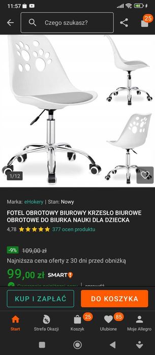 Krzesło obrotowe biurowe dla dziecka