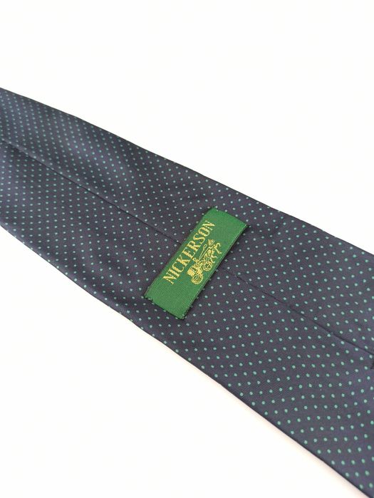 Nickerson granatowy jedwabny krawat w groszki ap08