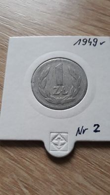 1 złoty 1949 r.- nr 2 - Aluminium-Bardzo ładna