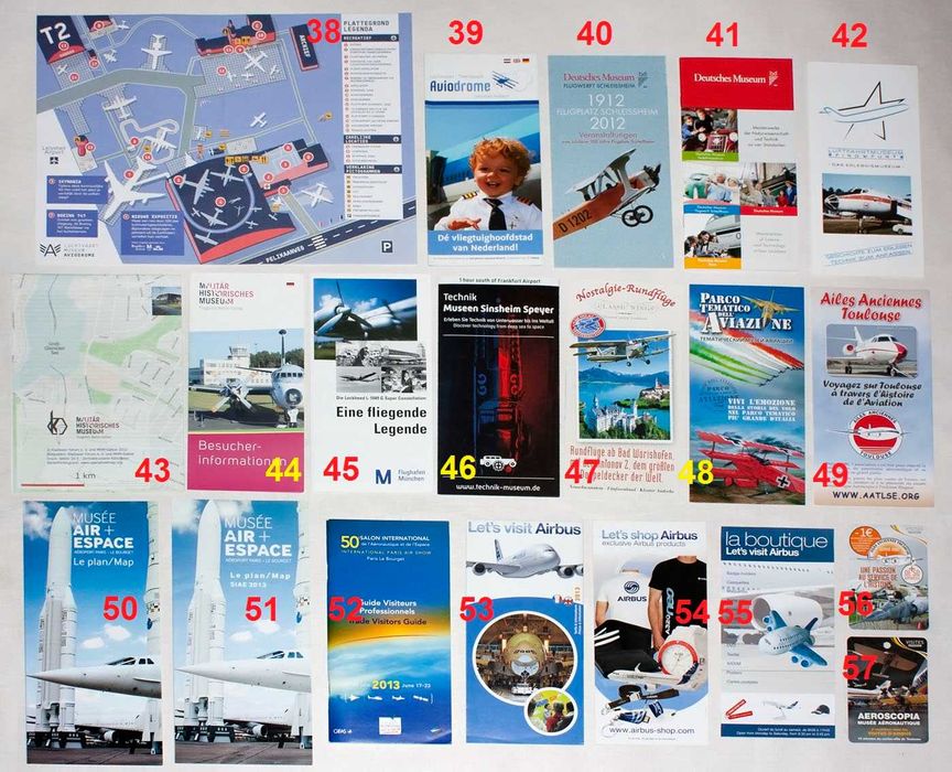 Буклеты, открытки авиакомпаний, аэропортов, авиамузеев