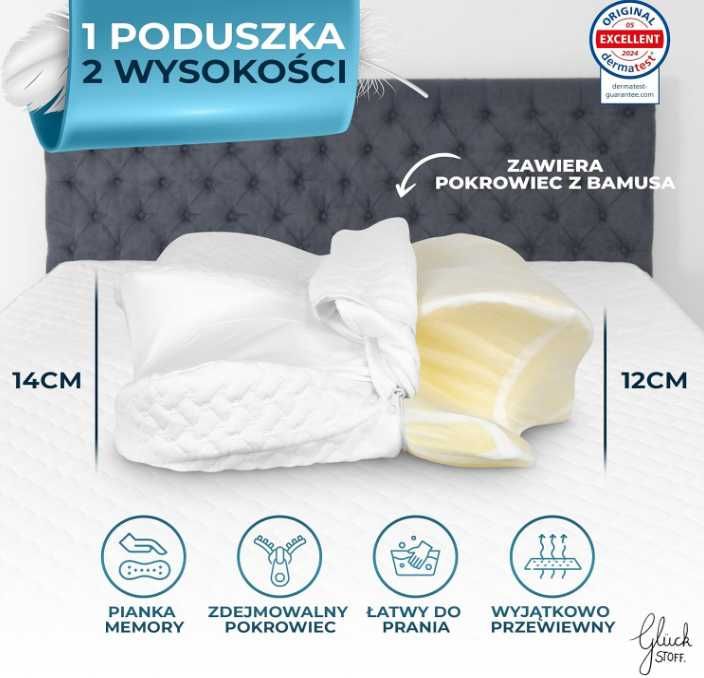 Poduszka Ortopedyczna Pianka Memory Biała GLUCKSTOFF