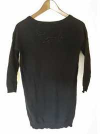 Czarny długi sweter z aplikacją na plecach XS Mohito
