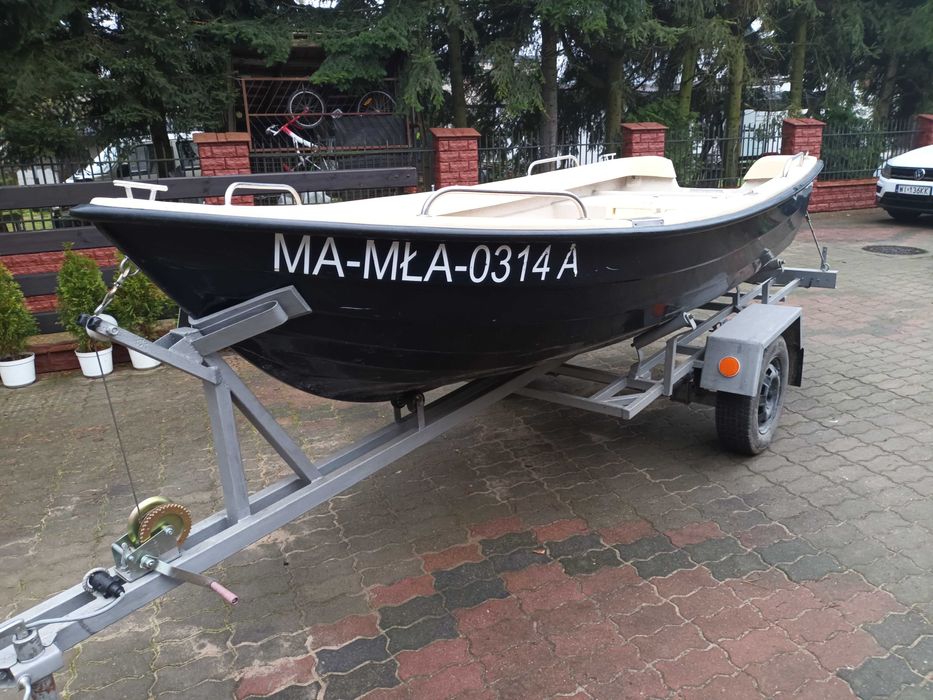 Łódź wędkarska + wozek transportowy