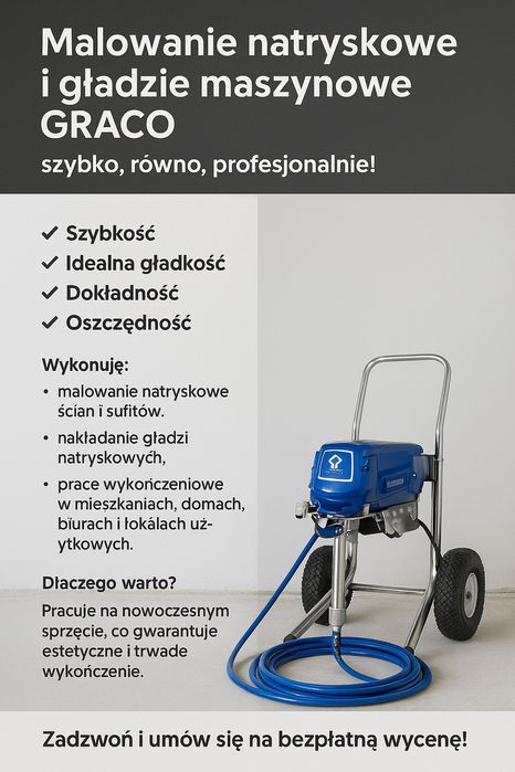 Gładzie Malowanie Kielce i okolice Maszynowe Natryskowe Profesionalnie