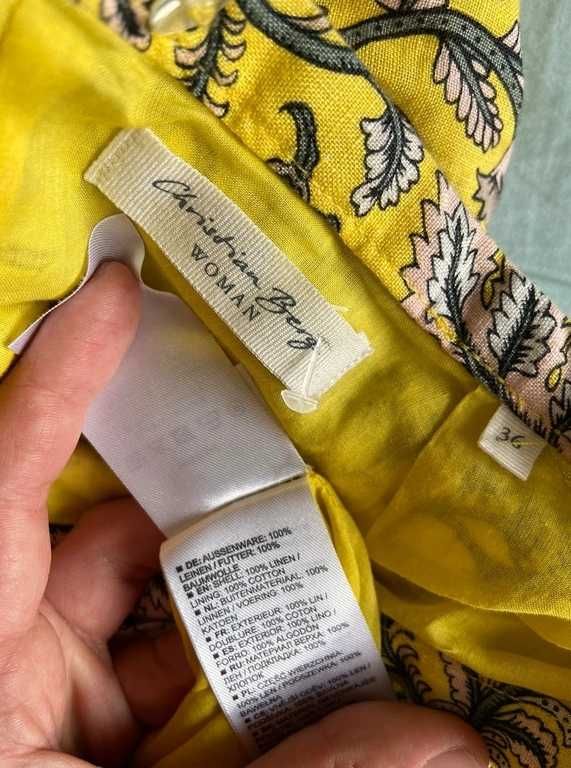 len spodnica trapez zolta wzory modna s m basic wiosna lato 36 38